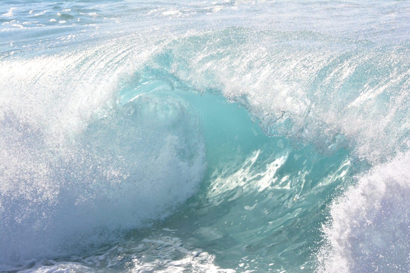 Close up of a crashing wave.