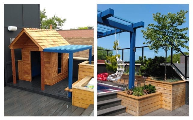 Outdoor rooftop kids' play area.