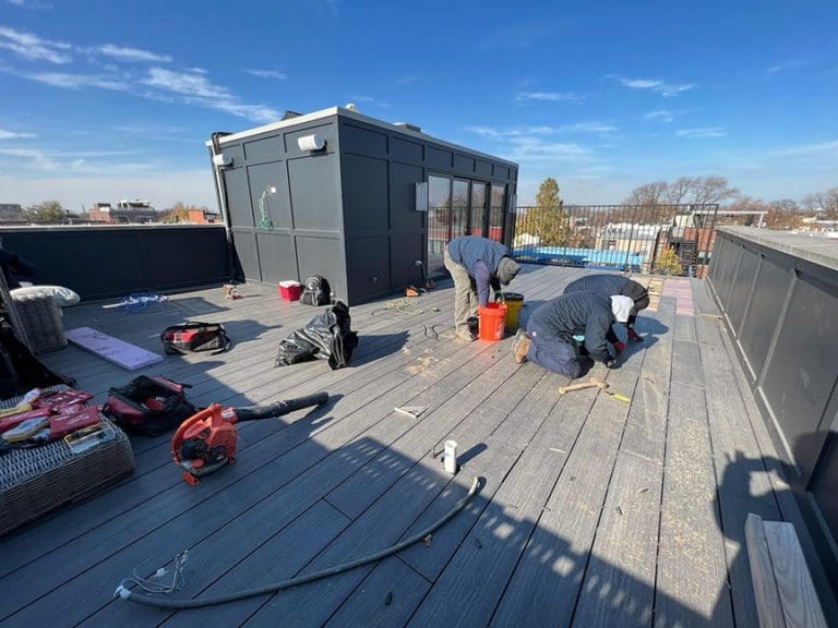 Roof deck under construction.